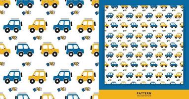 sans couture bleu et Jaune jeep voiture illustration modèle, jeep pour conduite et hors route. modèle pour une garçon thème vecteur