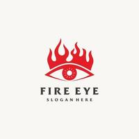 yeux avec Feu flamme rouge logo conception icône vecteur