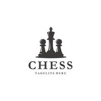 échecs Roi pions ancien logo conception des idées vecteur