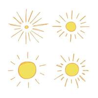 symbole de soleil abstrait dessiné à la main. jeu de doodle d'été. éléments vectoriels pour la conception vecteur
