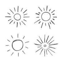 symbole de soleil abstrait dessiné à la main. jeu de doodle d'été. éléments vectoriels pour la conception vecteur