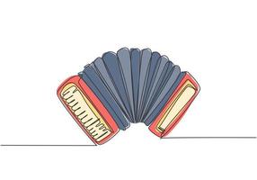 un dessin au trait continu d'accordéon classique. Concept d'instruments de musique dynamique ligne unique dessiner illustration graphique vectorielle de conception vecteur