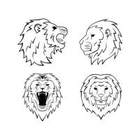 Lion tête ensemble collection tatouage illustration vecteur