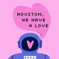 Houston, nous avoir une l'amour. carte pour la Saint-Valentin journée. main tiré vecteur carte.