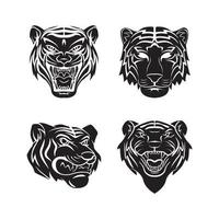 tigre visage ensemble collection tatouage illustration vecteur