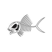 poisson squelette noir vecteur illustration