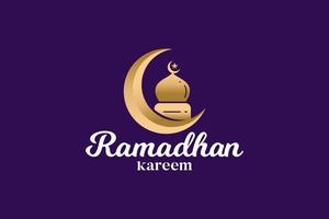 Ramadan logo concept vecteur. d'or et croissant lune dôme mosquée logo concept vecteur