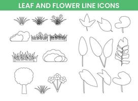 paquet de feuille et fleur ligne Icônes pour la nature et environnement thème vecteur