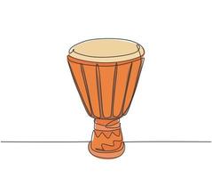 un dessin au trait continu du tambour ethnique africain traditionnel, tam-tam. Instruments de musique à percussion à la mode concept graphique à ligne unique dessiner illustration vectorielle vecteur