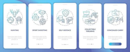 Armes à feu pour hobby écran de page d'application mobile d'intégration bleu foncé avec des concepts vecteur