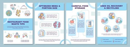 modèle de brochure de conseils sur les déchets alimentaires de restaurant vecteur