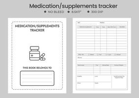 médicaments traqueur kdp intérieur journal. ordinaire supplément et vitamine information traqueur intérieur. vitamine traqueur. vecteur