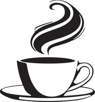 minimaliste noir et blanc tasse de thé ou café avec vapeur vecteur