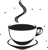 minimaliste noir et blanc tasse de thé ou café avec vapeur vecteur