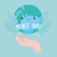 journée internationale de la paix avec un monde mignon vecteur