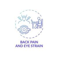 icône de concept de maux de dos et de fatigue oculaire vecteur