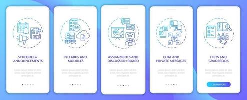 système de gestion de cours en ligne écran de la page de l'application mobile d'intégration avec des concepts vecteur