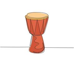 dessin au trait continu unique du tambour ethnique africain traditionnel, djembé. Instruments de musique à percussion moderne concept une ligne dessiner illustration vectorielle graphique de conception vecteur