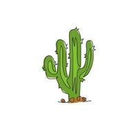 un dessin au trait continu de cactus épineux tropical. concept de plante d'intérieur de cactus décoratif imprimable pour l'ornement de papier peint de décoration intérieure. Illustration vectorielle de conception graphique moderne à une seule ligne vecteur