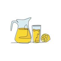 dessin en ligne continue unique de glace de limonade stylisée fraîche avec du citron en tranches. concept de menu de boisson de restaurant. illustration vectorielle de conception de dessin à une ligne moderne pour un café, un magasin ou un service de livraison de nourriture vecteur