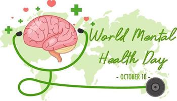 bannière de la journée mondiale de la santé mentale ou logo isolé sur fond blanc vecteur