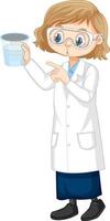 personnage de dessin animé de jolie fille portant une blouse de laboratoire scientifique vecteur