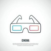 3d cinéma des lunettes icône dans Facile ligne style. vecteur