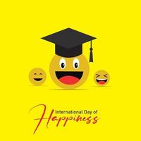 international journée de Bonheur. Mars 20. Jaune sourire emoji . éducation bonheur concept. vecteur illustration.