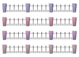 acier clôture avec béton des postes dans dessin animé style vecteur