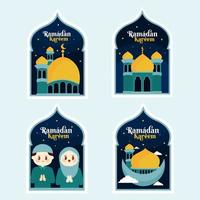 islamique Ramadan kareem étiquette badge dans plat illustration vecteur