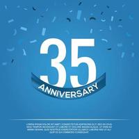 35ème anniversaire fête vecteur conception avec blanc Couleur Nombres et blanc Couleur Police de caractère sur bleu Couleur Contexte abstrait