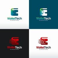 ensemble de conceptions de logo portefeuille tech vecteur concept, symbole de modèle de logo portefeuille numérique