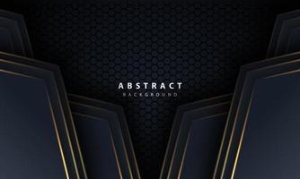 flèche de ligne or abstraite sur fond noir avec maille hexagonale design illustration vectorielle de luxe moderne technologie futuriste fond.
