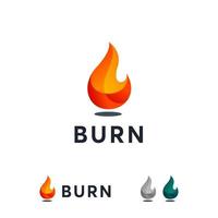 3d brûler logo conceptions vecteur de concept, modèle de conceptions de logo flamme feu