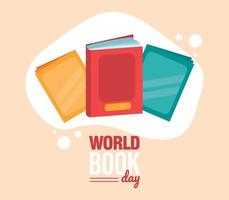 monde livre journée - Trois livres bannière vecteur