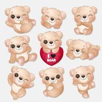 mignon petit ours pose collection vecteur