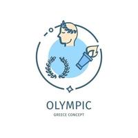 Grèce olympique Jeu Voyage et tourisme mince ligne icône concept. vecteur