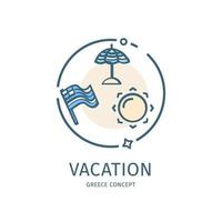 Grèce vacances Voyage et tourisme mince ligne icône concept. vecteur