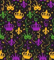 sans couture modèle de mardi gras avec fleur de lis, couronnes, et perles- mardi gras Contexte vecteur illustration