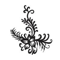 Facile noir ligne floral fleur ornemental tatouage silhouette contour vecteur illustration isolé sur blanc carré modèle. élégant audacieux tatouage conception.