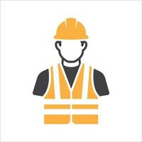 construction ouvrier icône vecteur. sécurité icône avatar avec difficile casque et sécurité gilet. constructeur homme dans une casque icône. vecteur illustration