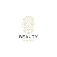 luxe femme visage beauté ligne logo conception modèle plat vecteur