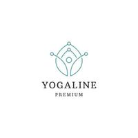 modèle de conception d'icône de logo de ligne de yoga vecteur plat