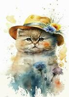 aquarelle chat portrait de angora race vecteur