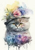 abstrait aquarelle chat art de angora race vecteur