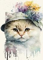 une aquarelle fête de le angora chat vecteur