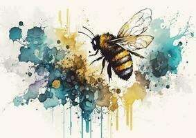 transformer votre espace avec vibrant aquarelle vecteur dessins de les abeilles