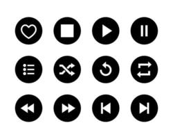 jouer, arrêt, pause, mélanger, répéter, précédent, suivant, préféré, et liste. icône ensemble collection de la musique app vecteur