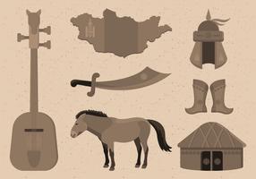 Mongol Item Collection Illustration vectorielle vecteur