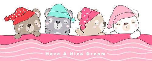 mignon doodle ours endormi illustration vecteur